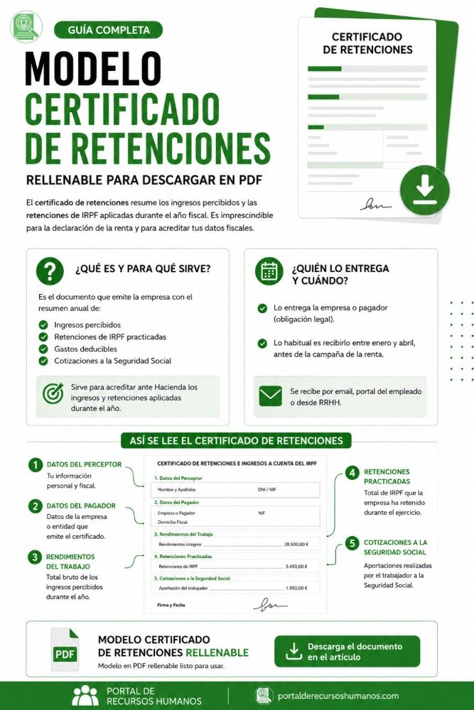 Modelo Certificado de Retenciones rellenable en PDF para descargar y cómo usarlo